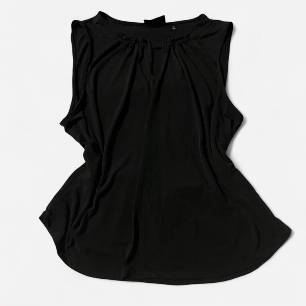 7th Avenue Design Studio NY&Co Black Sleeveless Blouse, Keyhole Accent, Sz XL